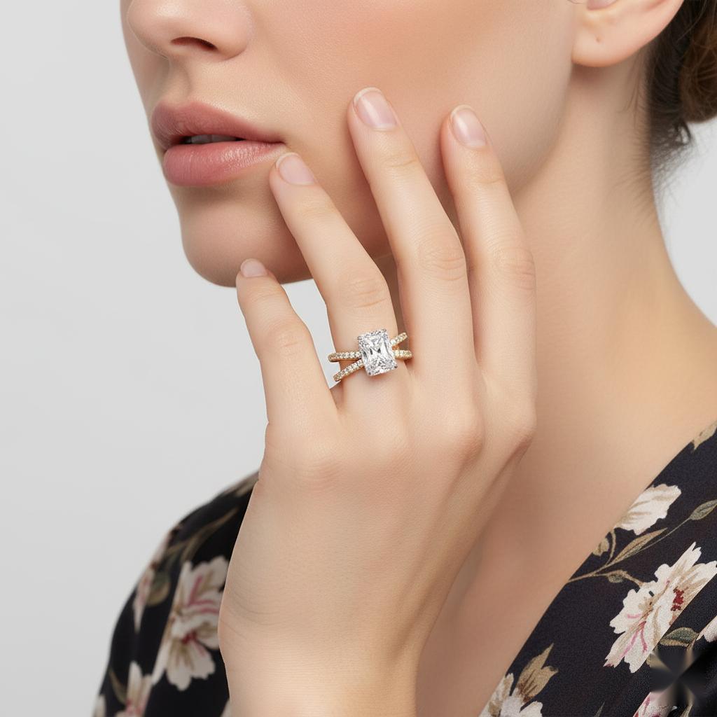 Radiant Split Shank Engagement Ring