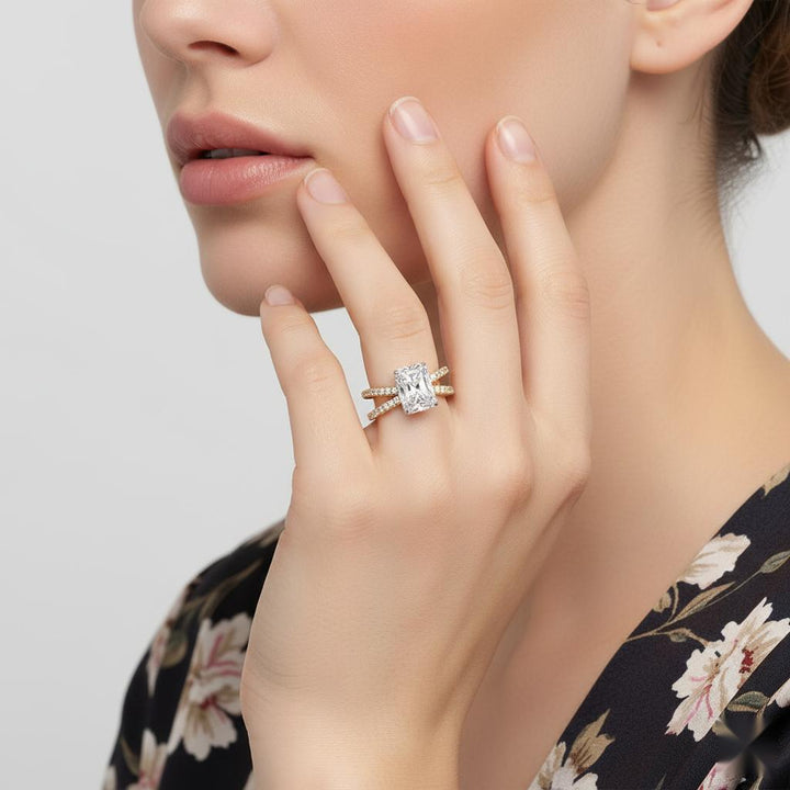 Radiant Split Shank Engagement Ring