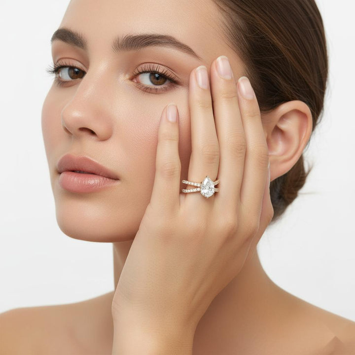 Pear Split Shank Engagement Ring