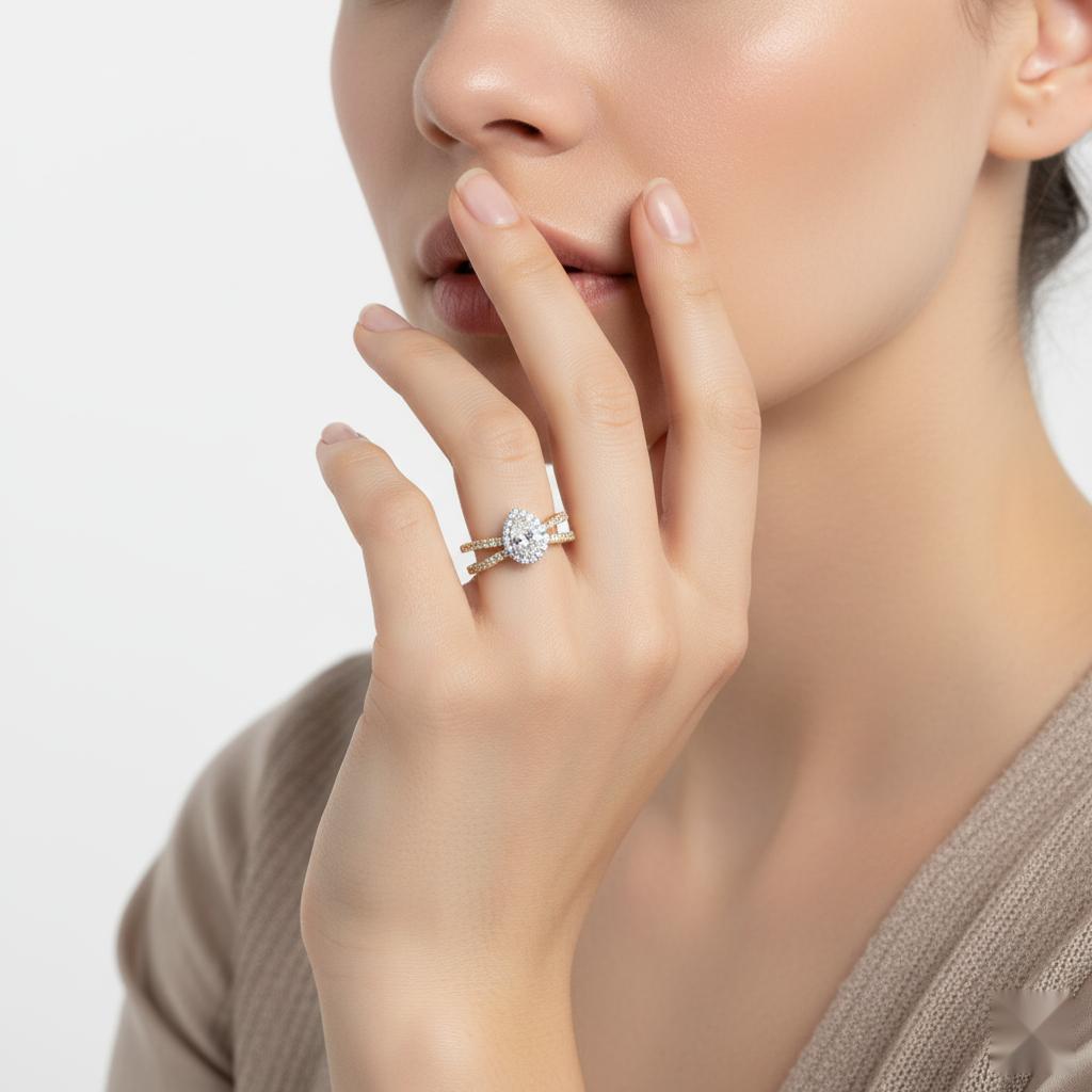 Pear Halo with Split Shank Engagement Ring