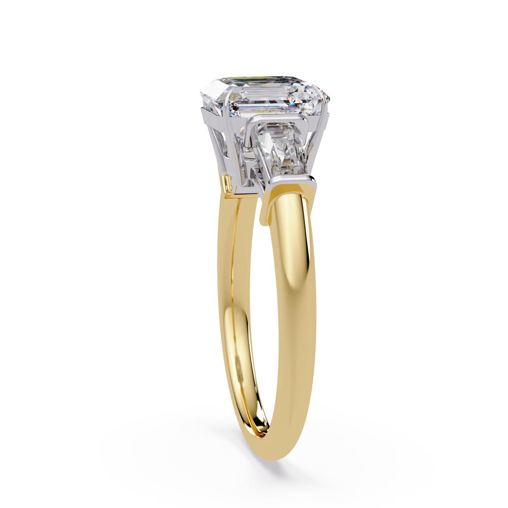 Asscher With Baguette Three Stone Engagement Ring