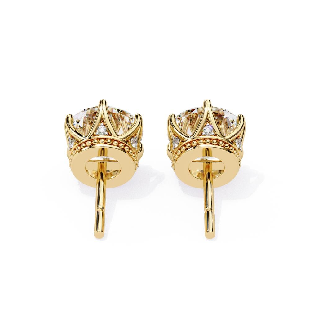 Round Crown Style Stud Earrings