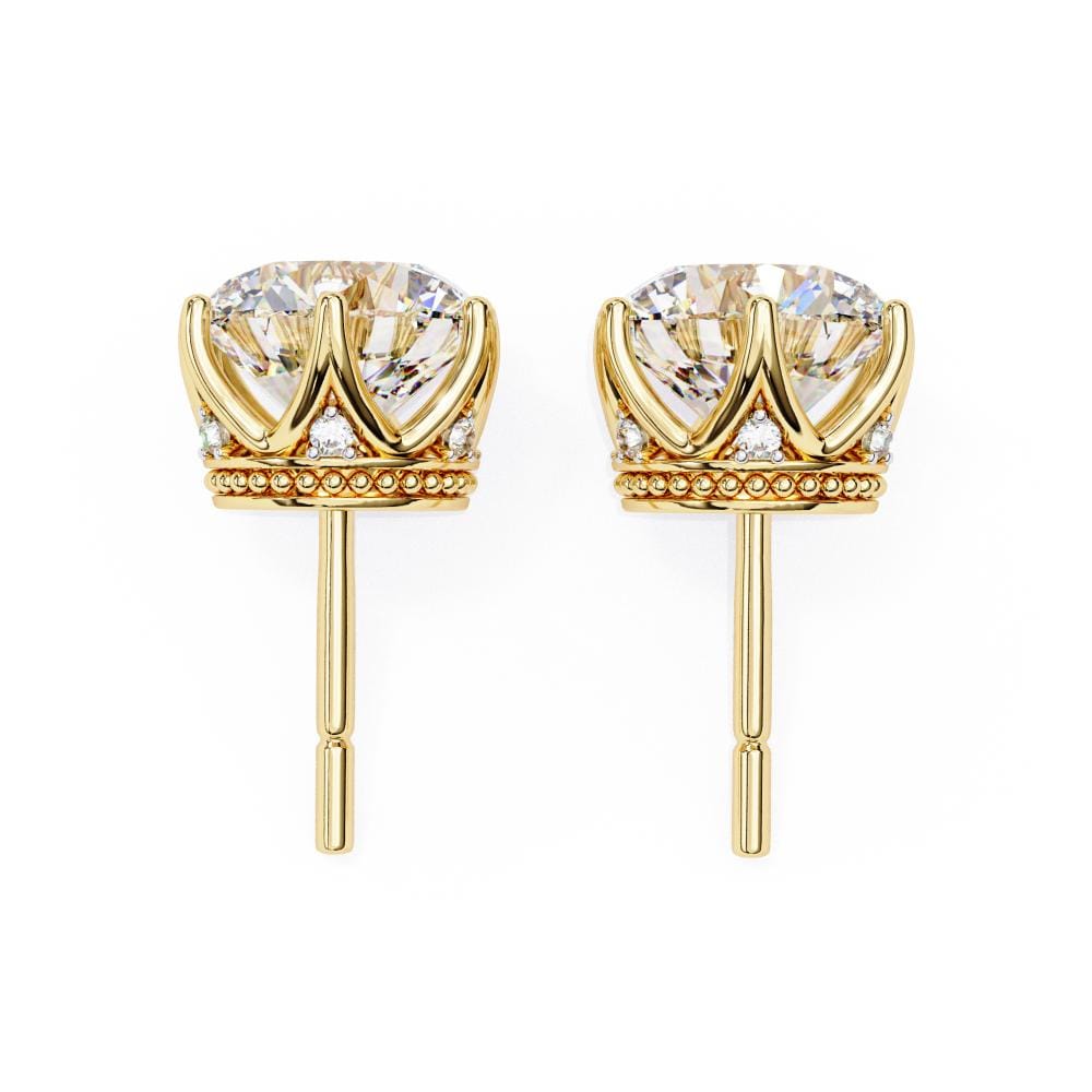 Round Crown Style Stud Earrings
