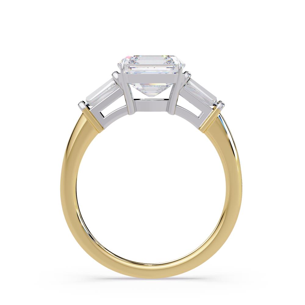 Asscher With Baguette Three Stone Engagement Ring