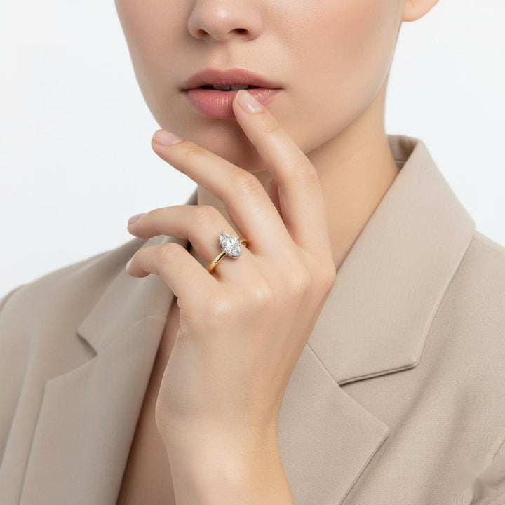 Marquise Solitaire with Lotus Flower Prong Engagement Ring