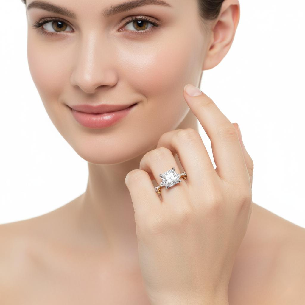 Princess Halo with Accent Stone Engagement Ring