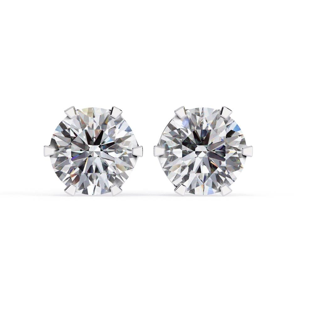Round Elegant Solitaire Stud Earrings