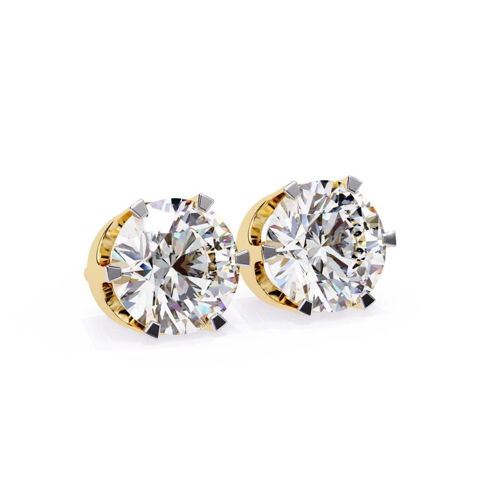 Round Six Prong Set Solitaire Stud Earrings