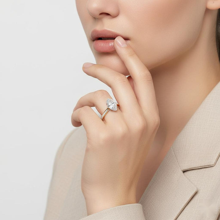 Marquise Hidden Accent with Pointer Band Engagement Ring