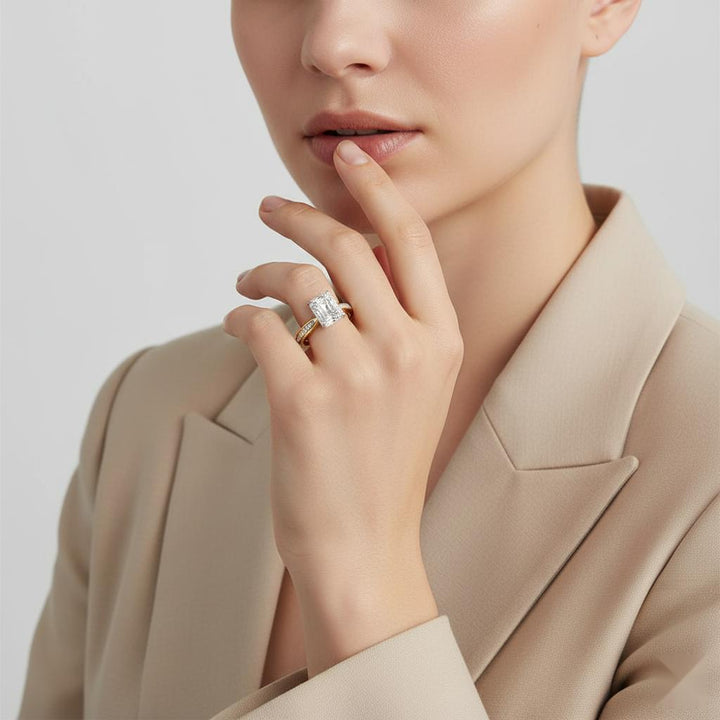 Radiant Hidden Accent with Pointer Band Engagement Ring