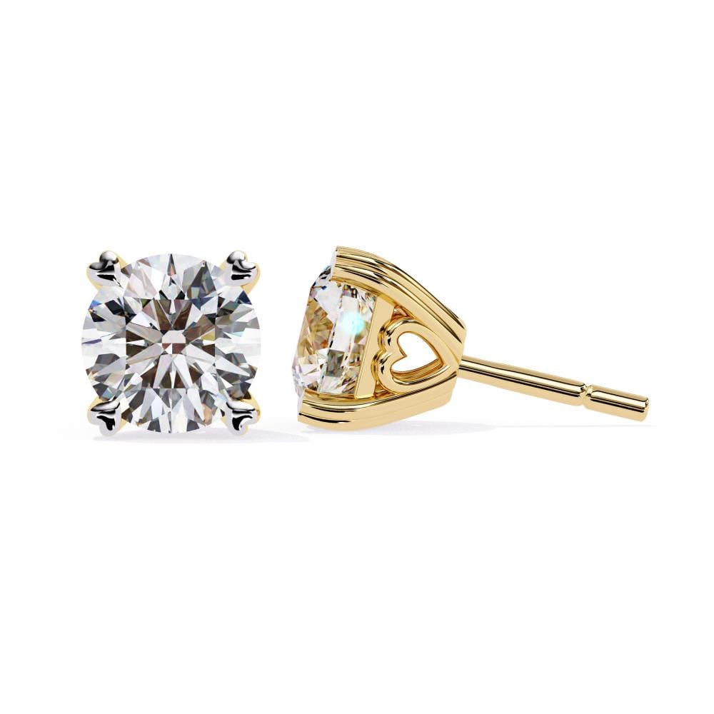 Round Double Claw Prong Stud Earrings