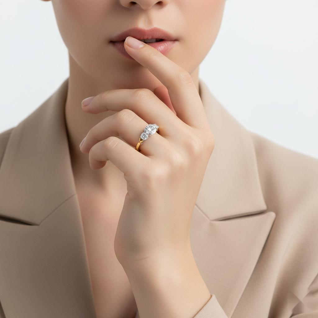 Cushion Three Stone With Twisted Shank Engagement Ring