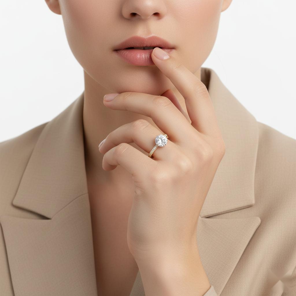 Cushion Cathedral Hidden Halo Engagement Ring