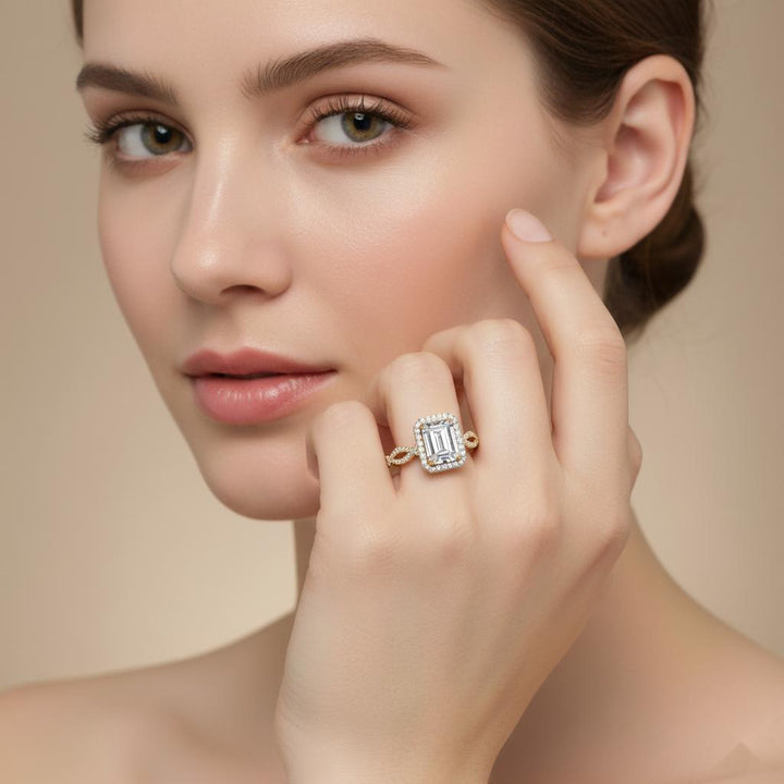 Radiant Halo with Twisted Shank Engagement Ring