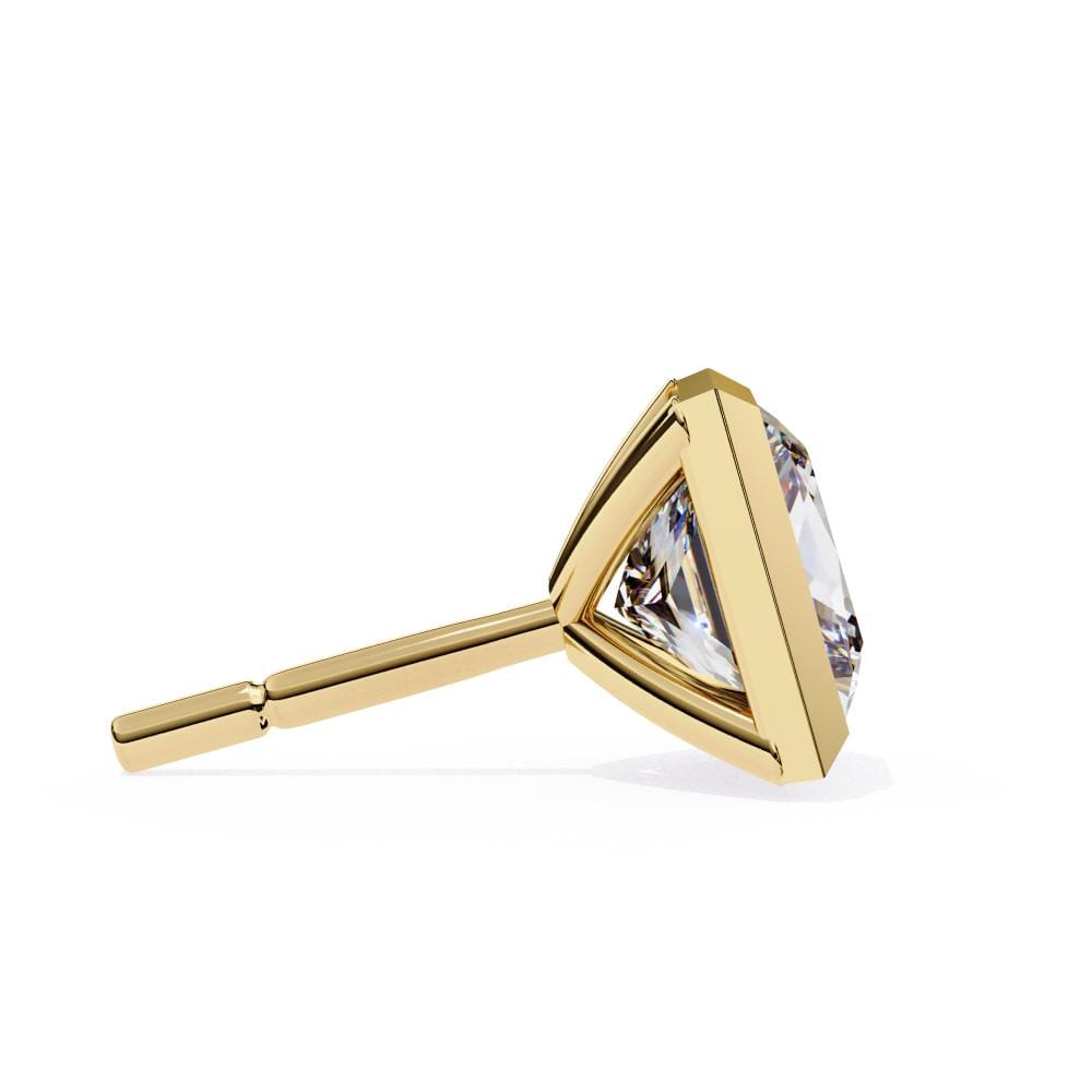 Princess Bezel Set Stud Earrings