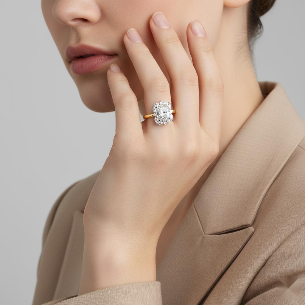 Oval Diamond With Marquise Side Stones