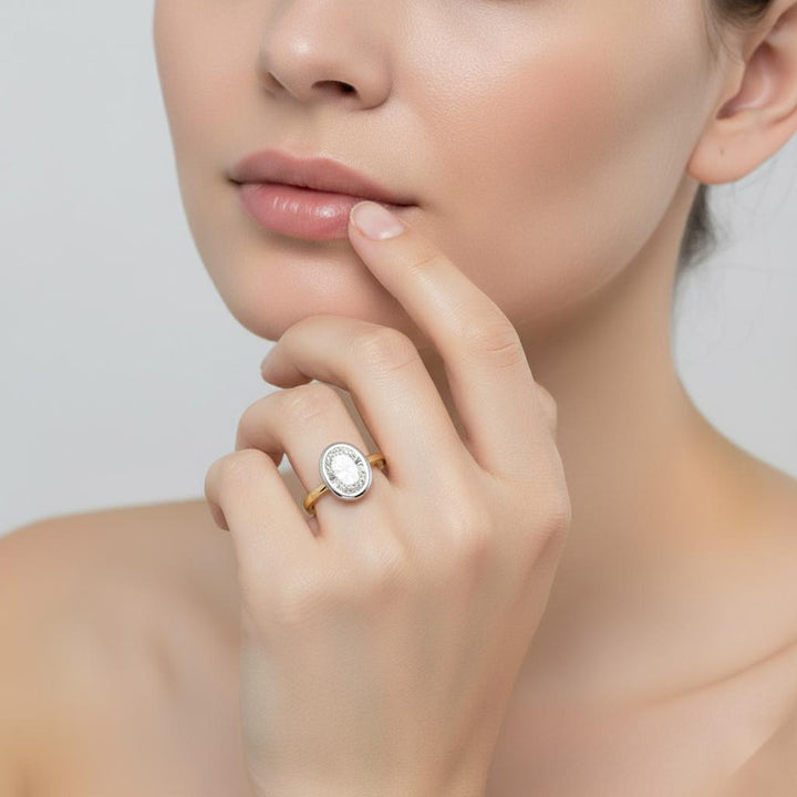 Oval Solitaire with Calliope Bezel Floating Engagement Ring