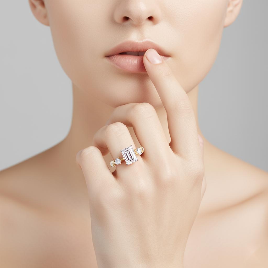 Emerald Solitaire With Antique Band Engagement Ring