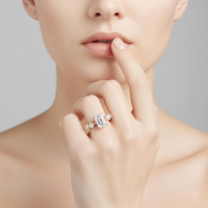 Emerald Solitaire With Antique Band Engagement Ring