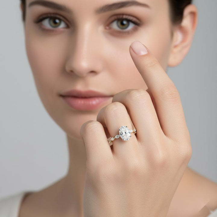 Oval Solitaire with Full Eternity Engagement Ring