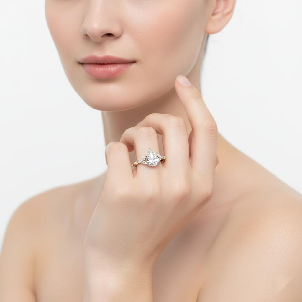 Pear Accent Stone with Full Eternity Engagement Ring