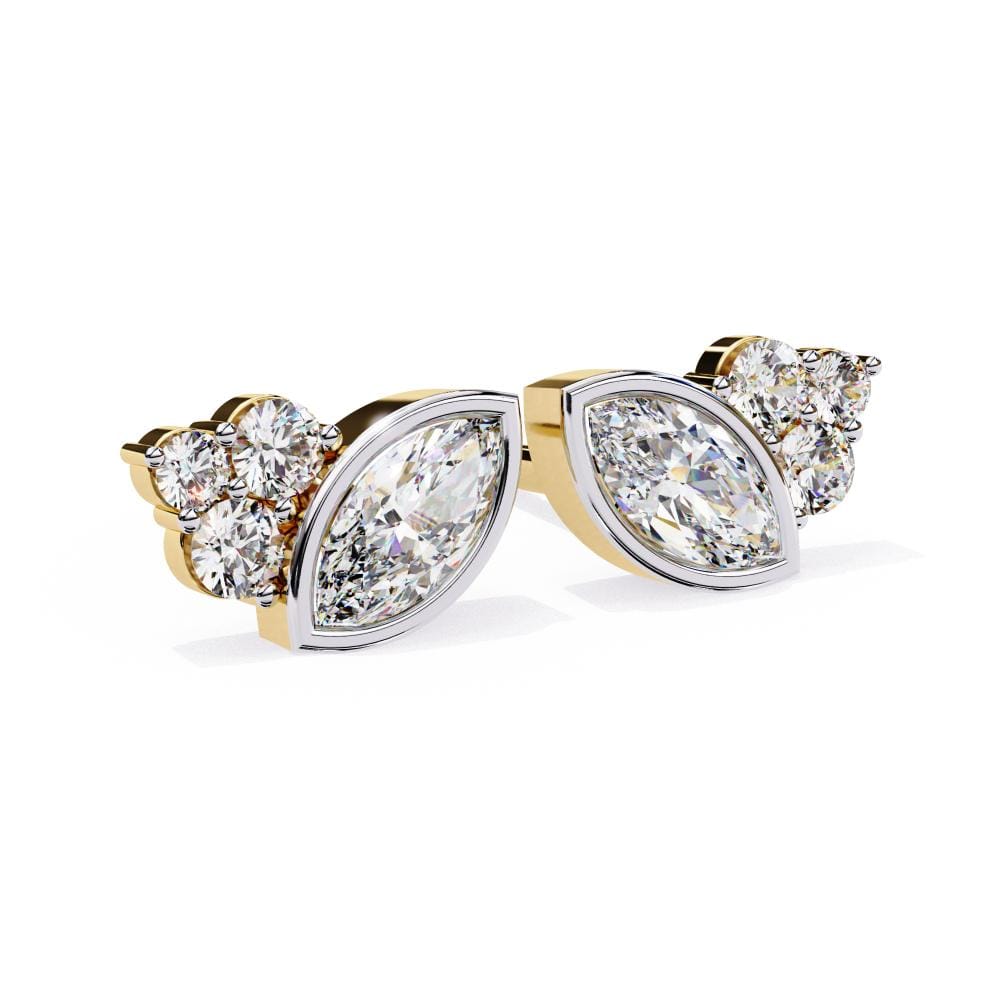 Marquise Bezel Set with Round Earrings
