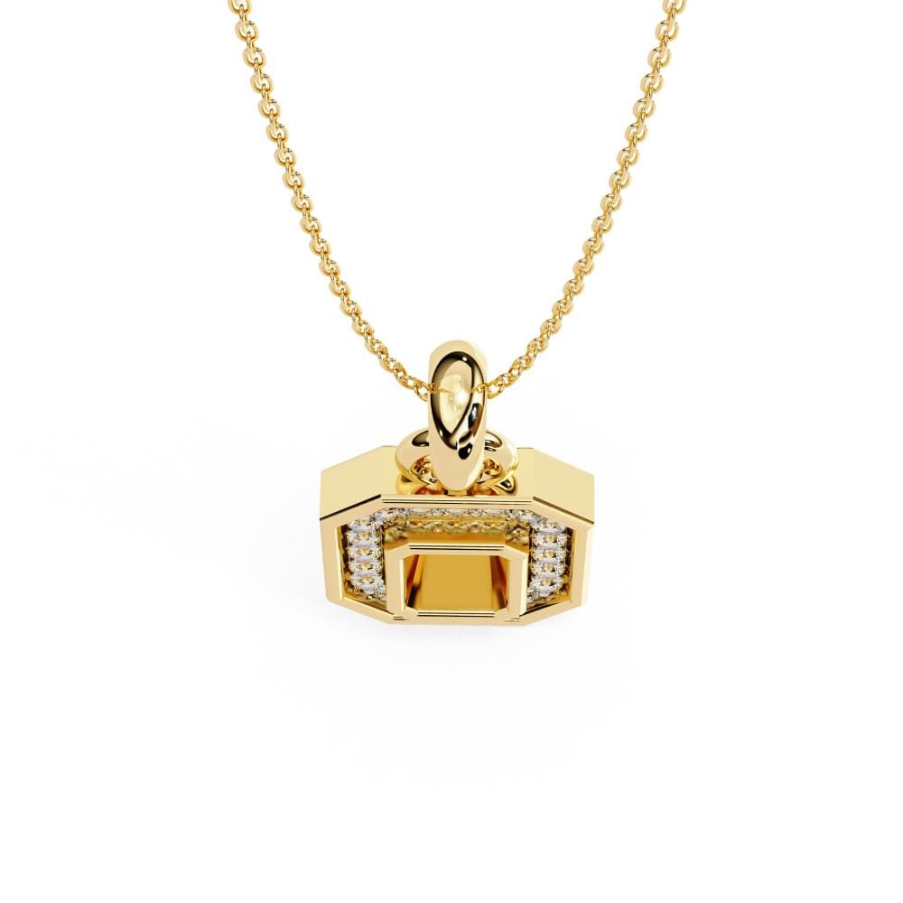 Emerald Shape Unique Design Pendant With Necklace