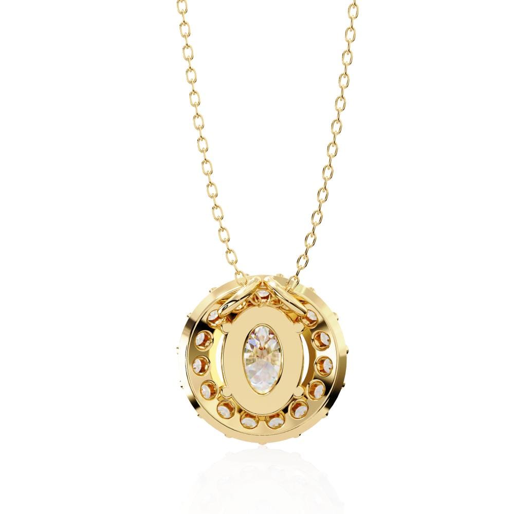 Oval Halo Pendant With Chain
