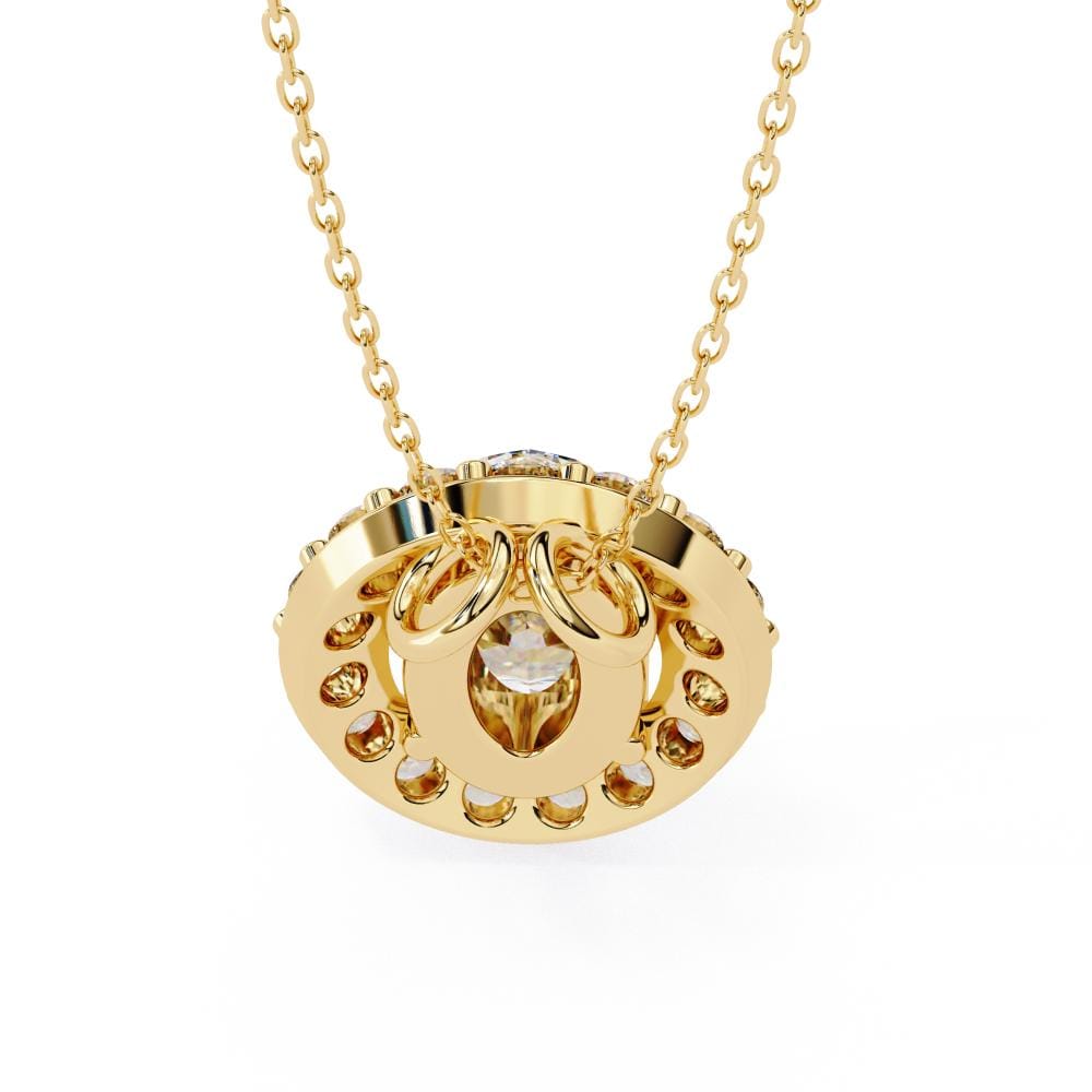 Oval Halo Pendant With Chain