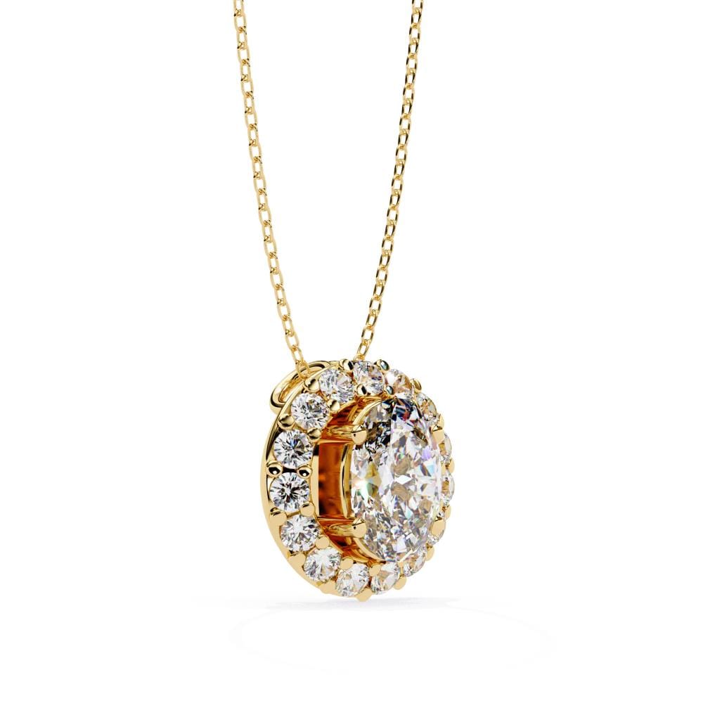 Oval Halo Pendant With Chain