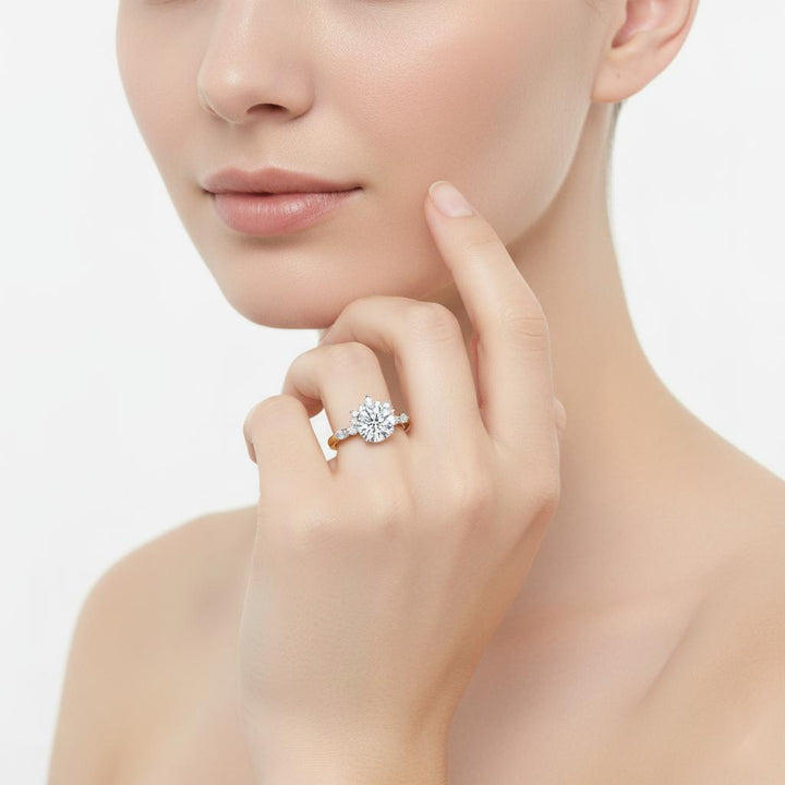 Round bottom Cluster Engagement Ring