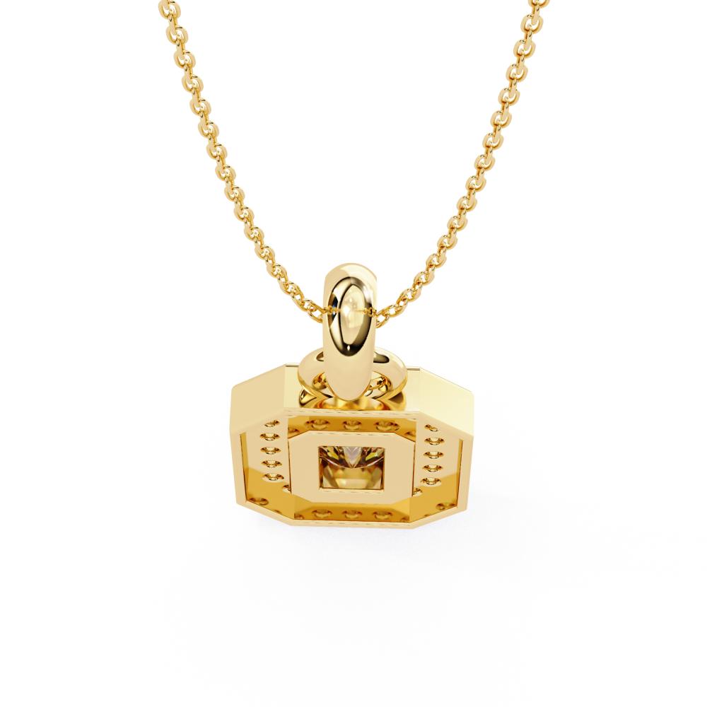 Emerald Bezel Set Halo Pendant With Chain