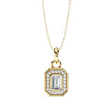 Emerald Bezel Set Halo Pendant With Chain