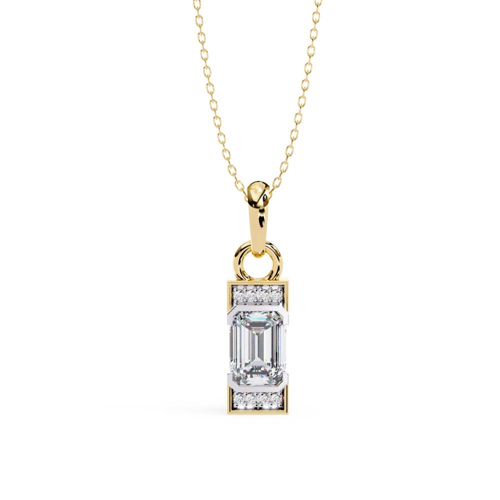 Emerald Bar Set Classic Pendant With Chain