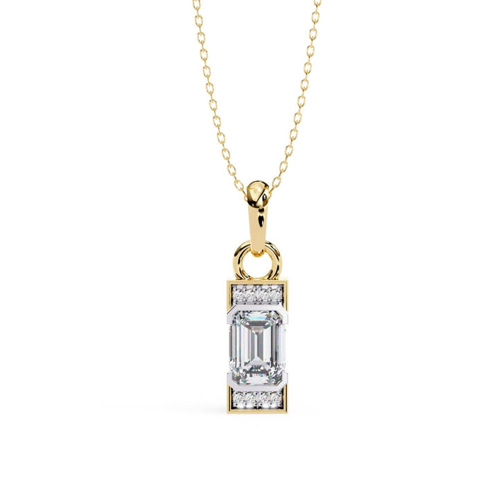 Emerald Bar Set Classic Pendant With Chain
