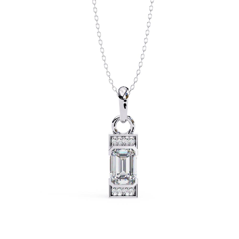Emerald Bar Set Classic Pendant With Chain