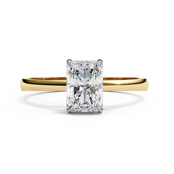 radiant cut cathedral style engagement ring