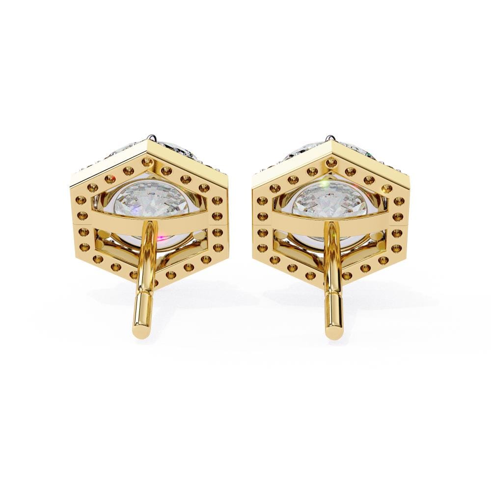 Round Hexagon Style Stud Earrings