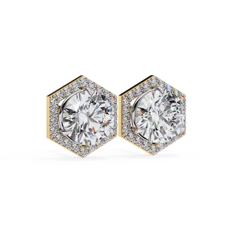 Round Hexagon Style Stud Earrings