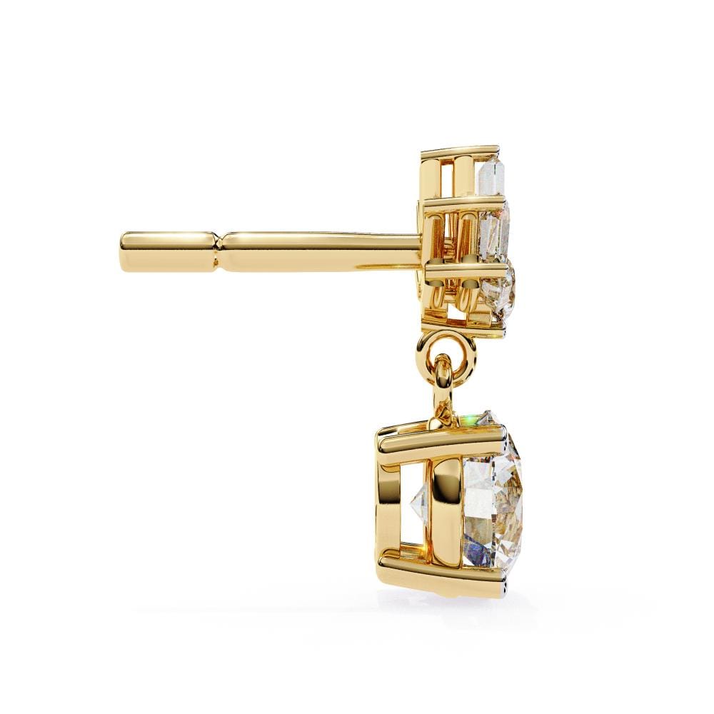 Baguette Dangle Round Drop Earrings