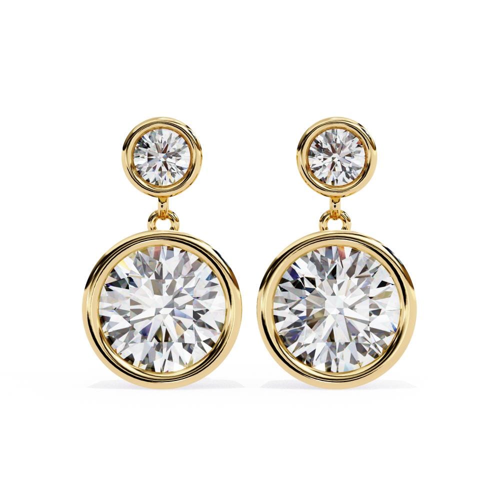 Round Bezel Set Dangle & Drop Earrings