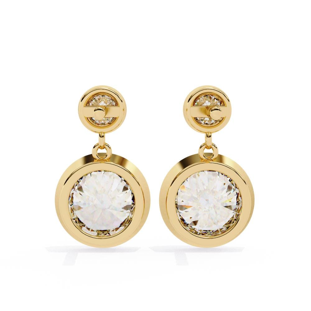 Round Bezel Set Dangle & Drop Earrings