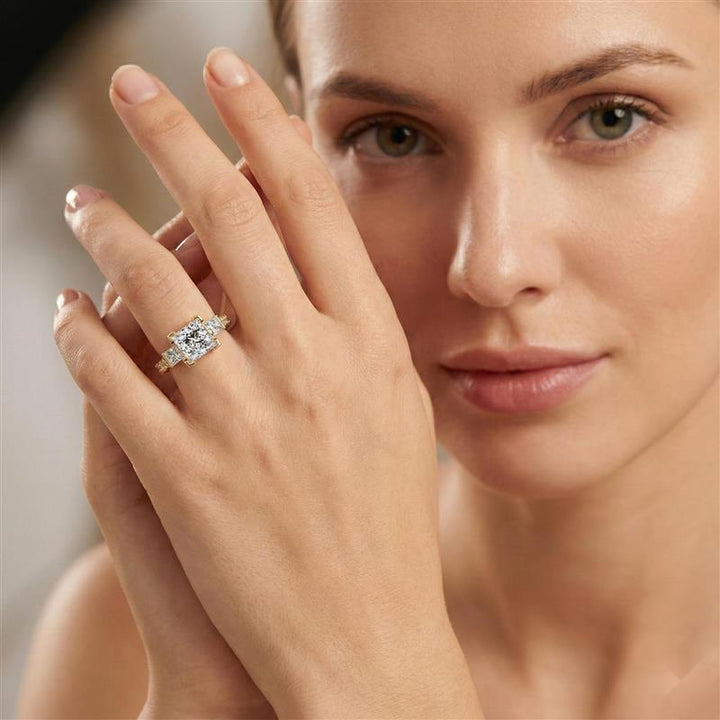 Three stone Princess cut Engagement rings