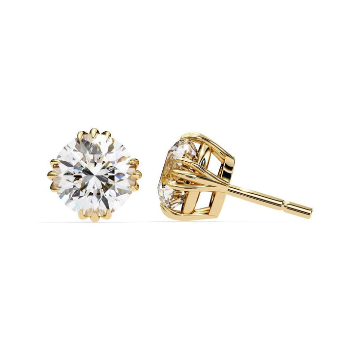 Round Unique Prong Set Stud Earrings