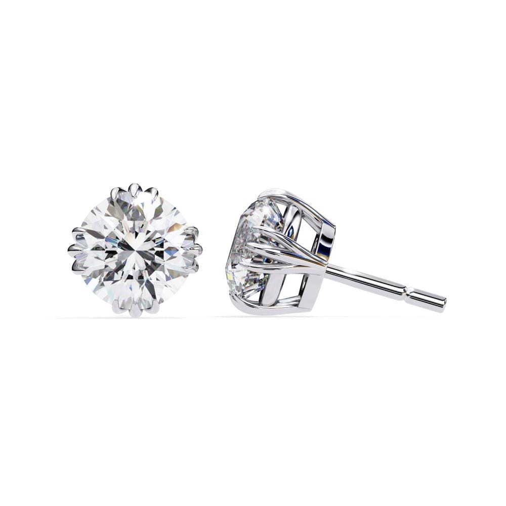 Round Unique Prong Set Stud Earrings