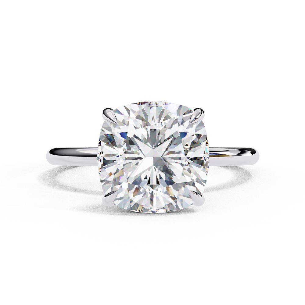 Cushion Hidden Halo Engagement Ring