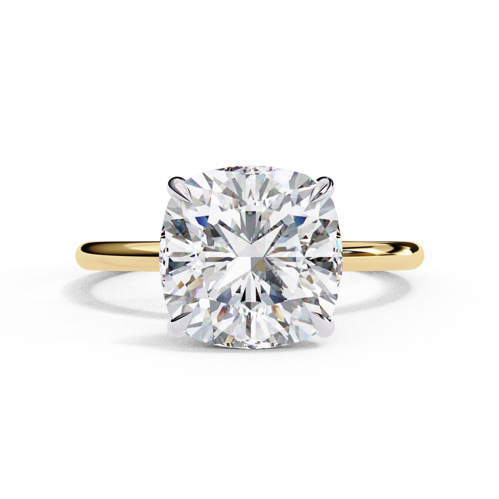 Cushion Cut Hidden Halo Engagement Ring