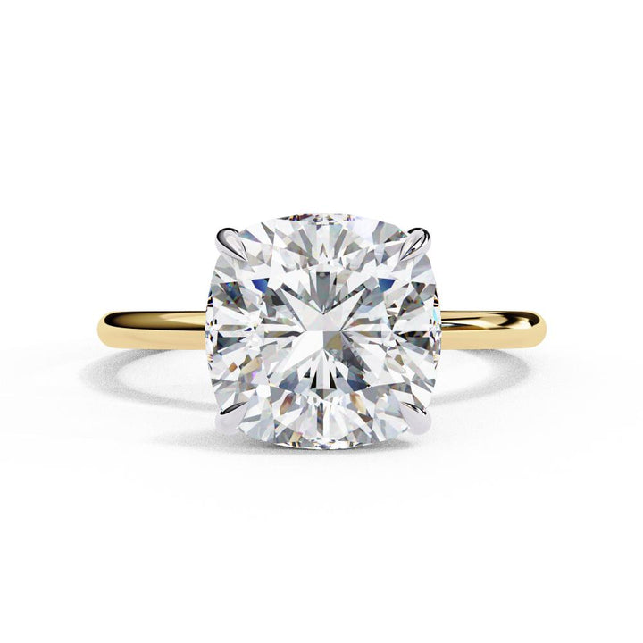 Cushion Cut Hidden Halo Engagement Ring