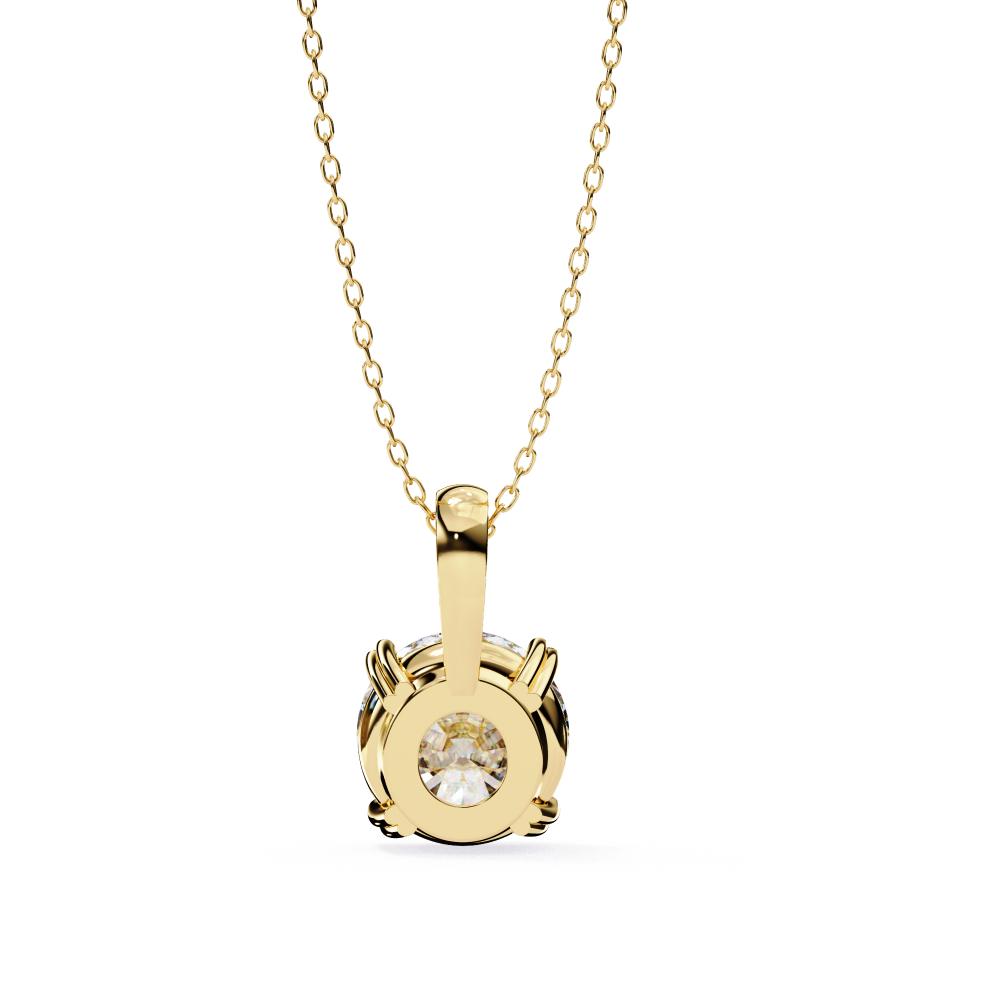 Round Solitaire Double Claw Prong Pendant With Chain