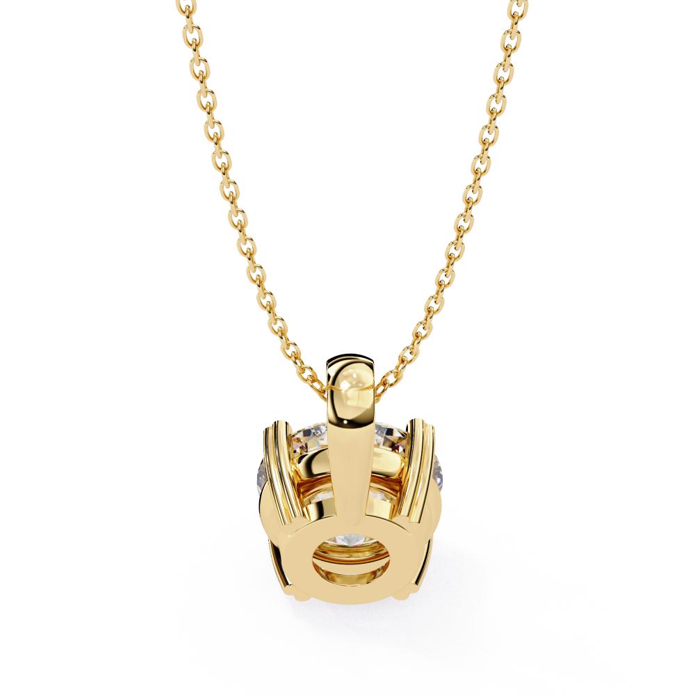 Round Solitaire Double Claw Prong Pendant With Chain